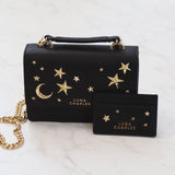Tala Star Studded Card Holder - Black & Gold