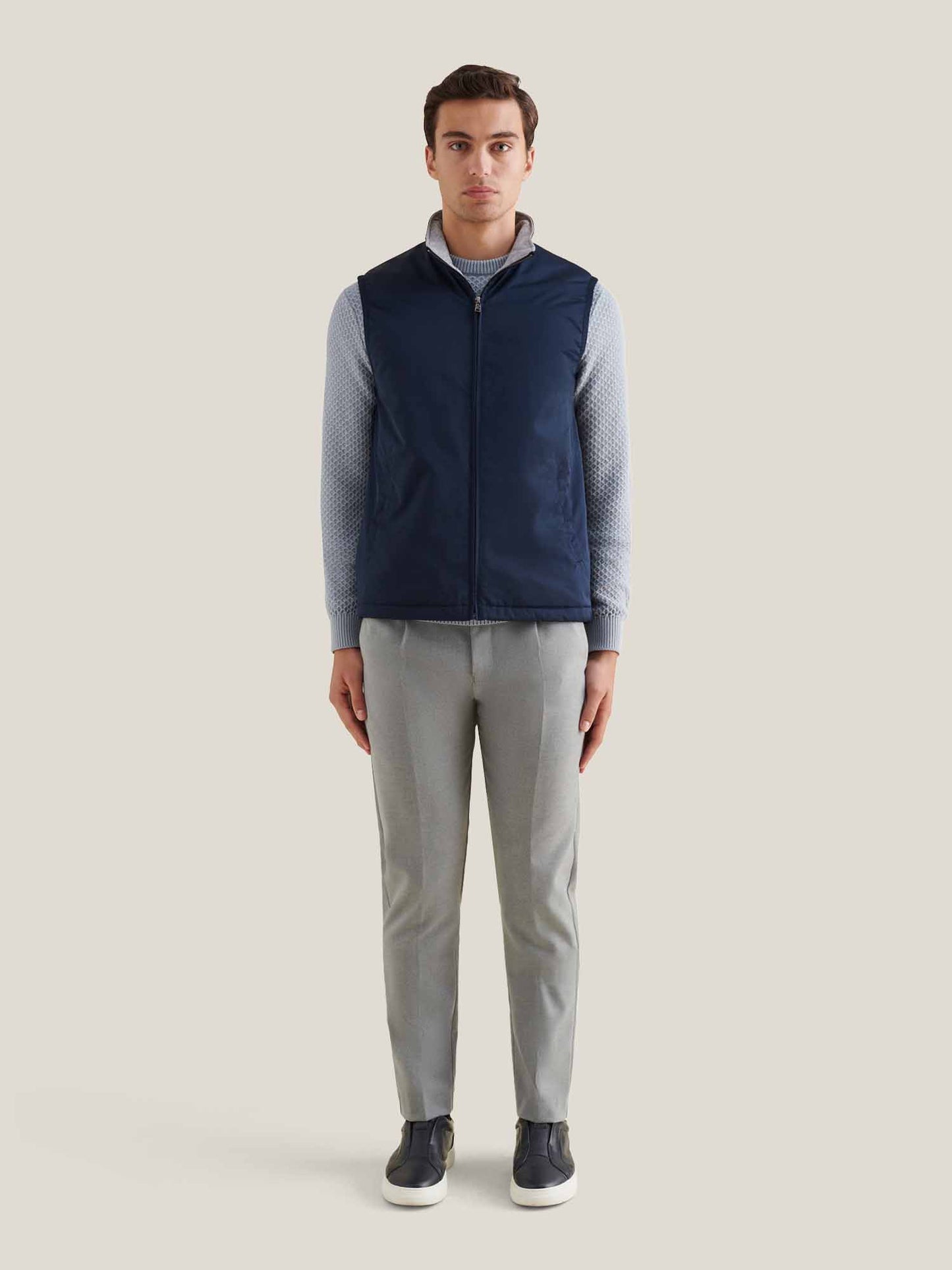 Light Padded Zip Vest in Dark Sapphire Navy