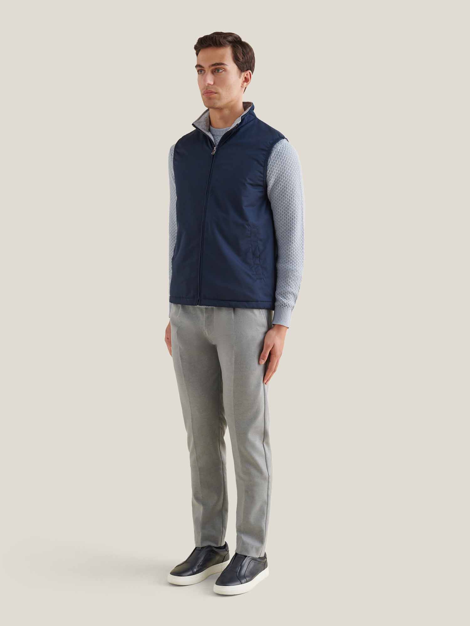 Light Padded Zip Vest in Dark Sapphire Navy