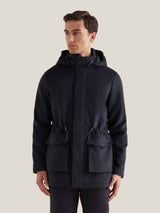 Wool Blend Padded Parka in Dark Sapphire Navy