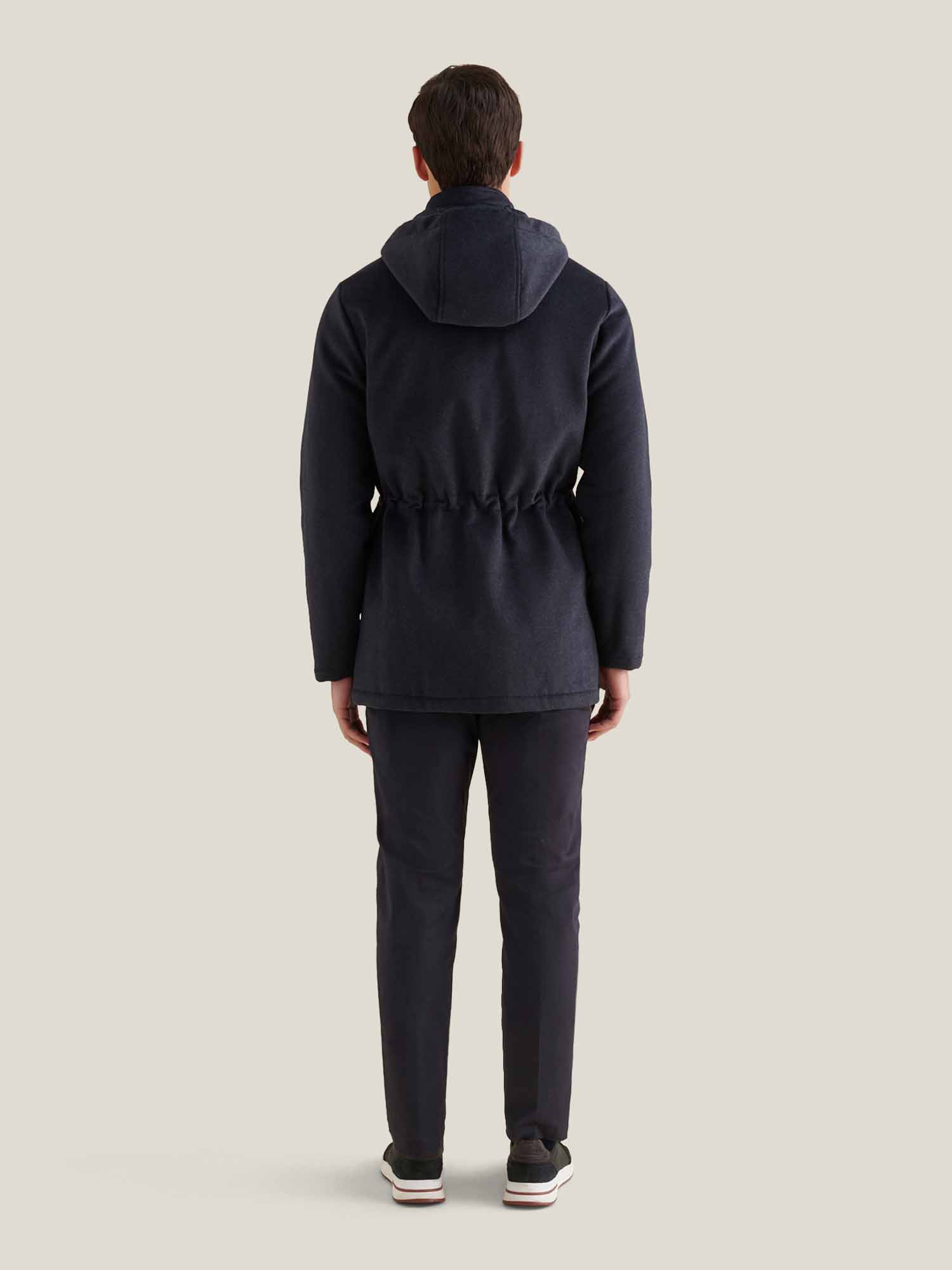 Wool Blend Padded Parka in Dark Sapphire Navy