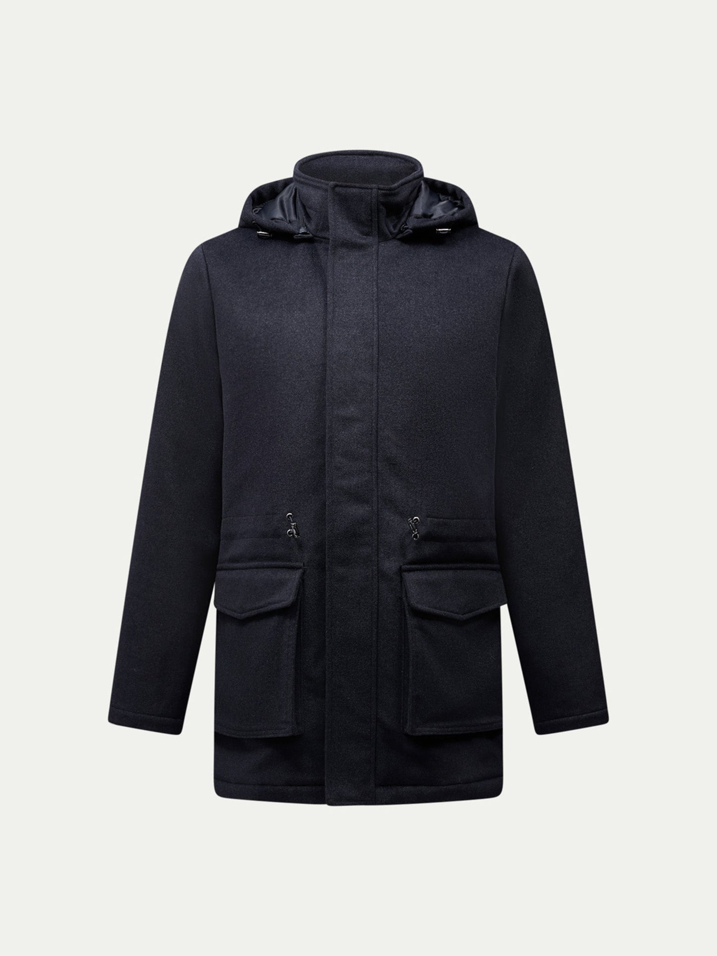 Wool Blend Padded Parka in Dark Sapphire Navy