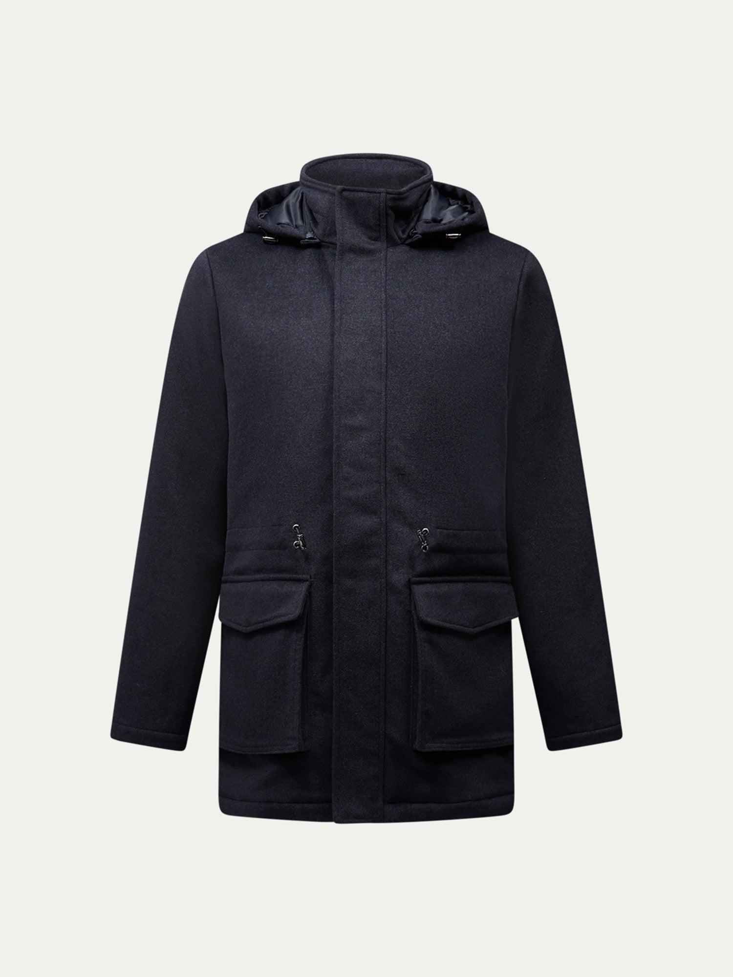 Wool Blend Padded Parka in Dark Sapphire Navy