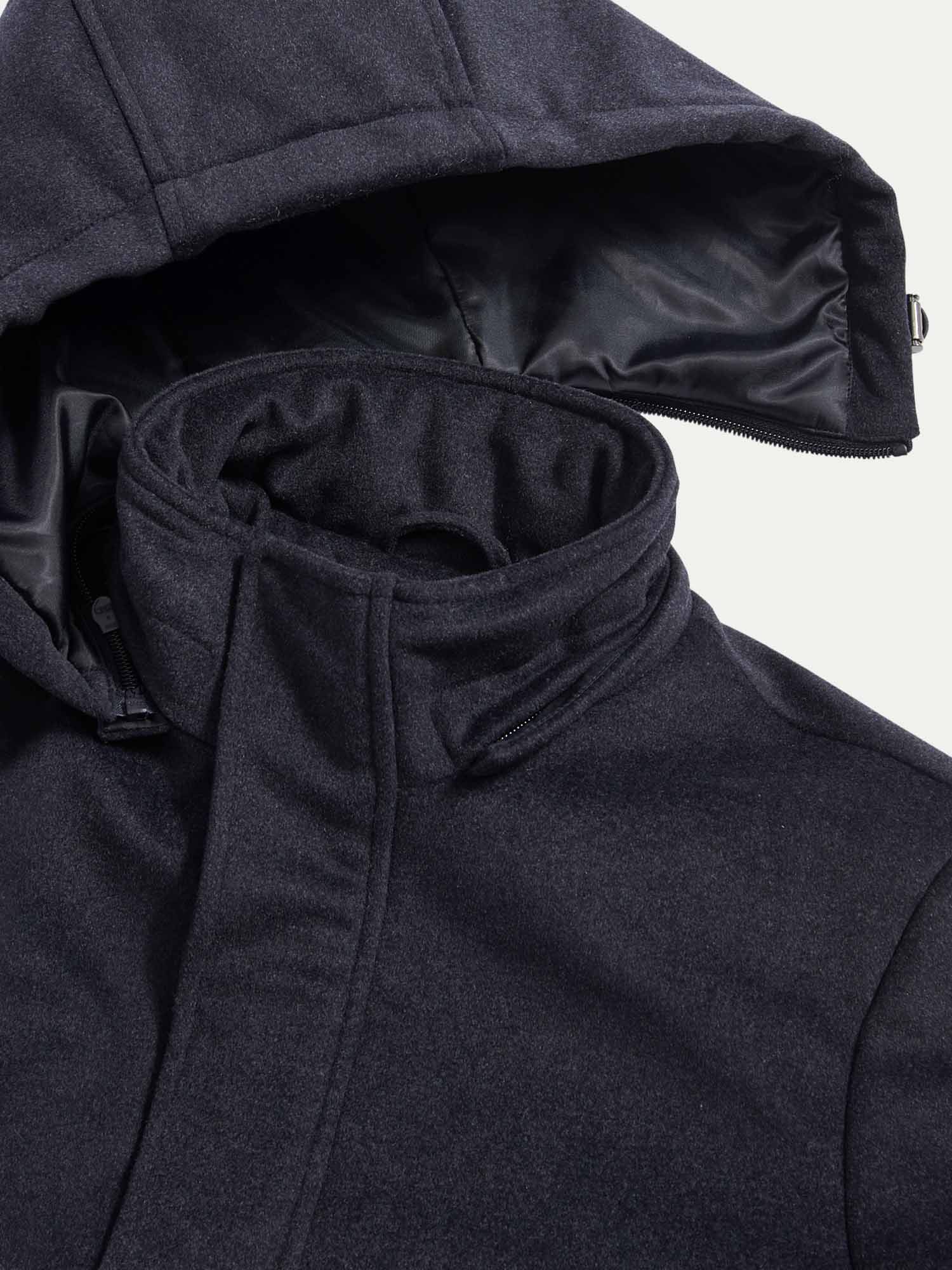 Wool Blend Padded Parka in Dark Sapphire Navy