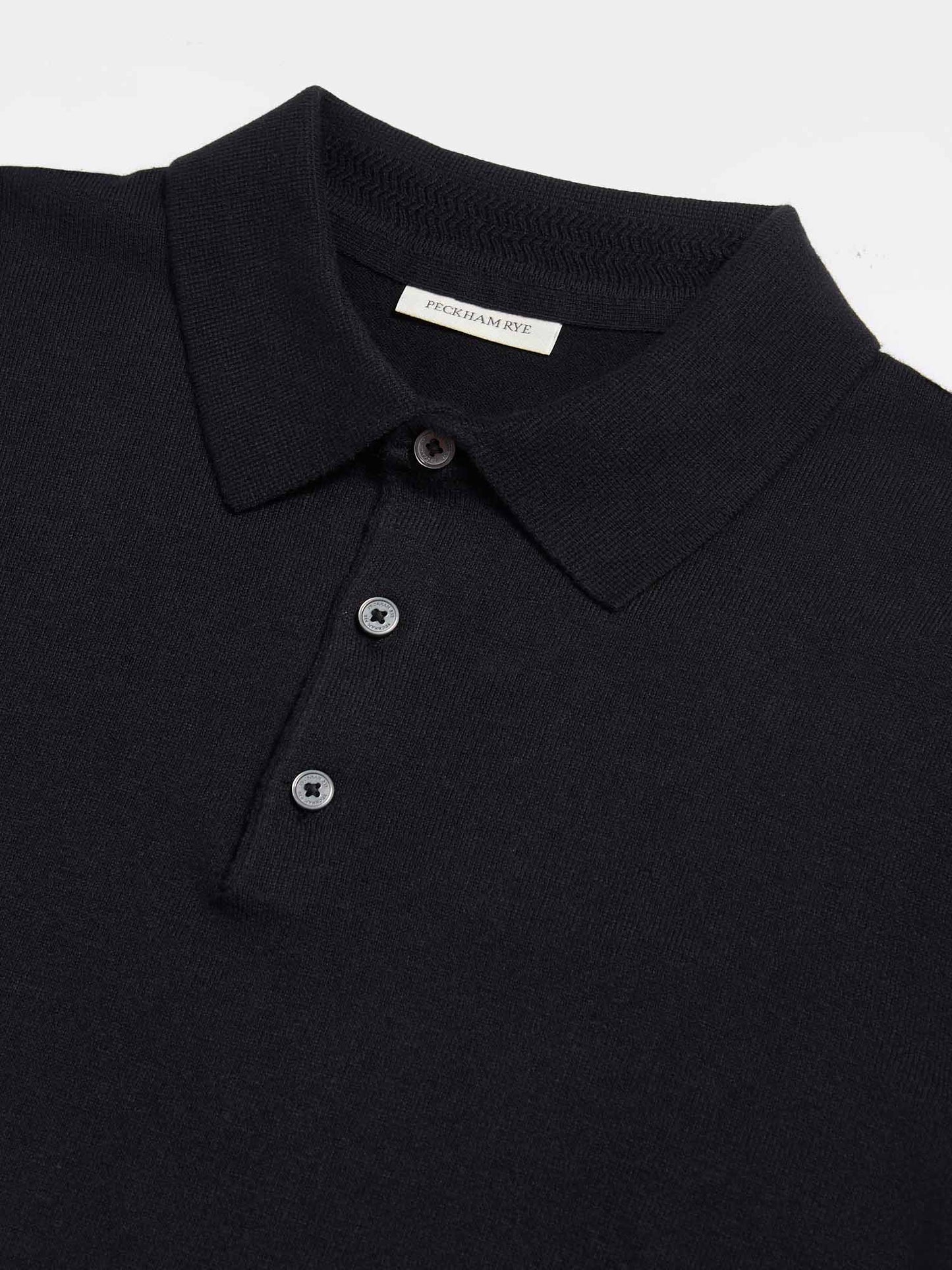Jersey Knit Polo Shirt in Black
