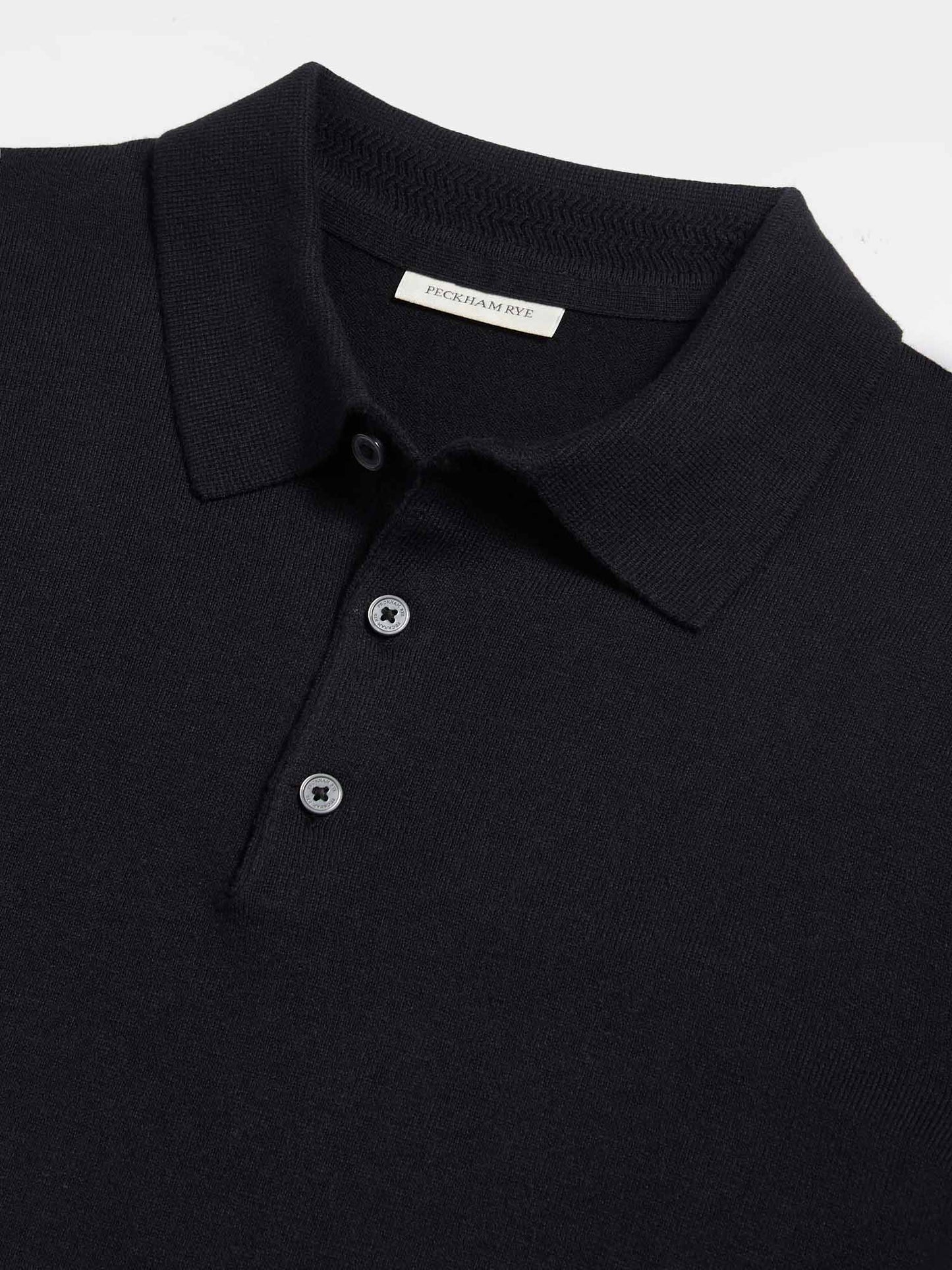 Jersey Knit Polo Shirt in Black