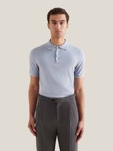 Jersey Knit Polo Shirt in Blue Blizzard