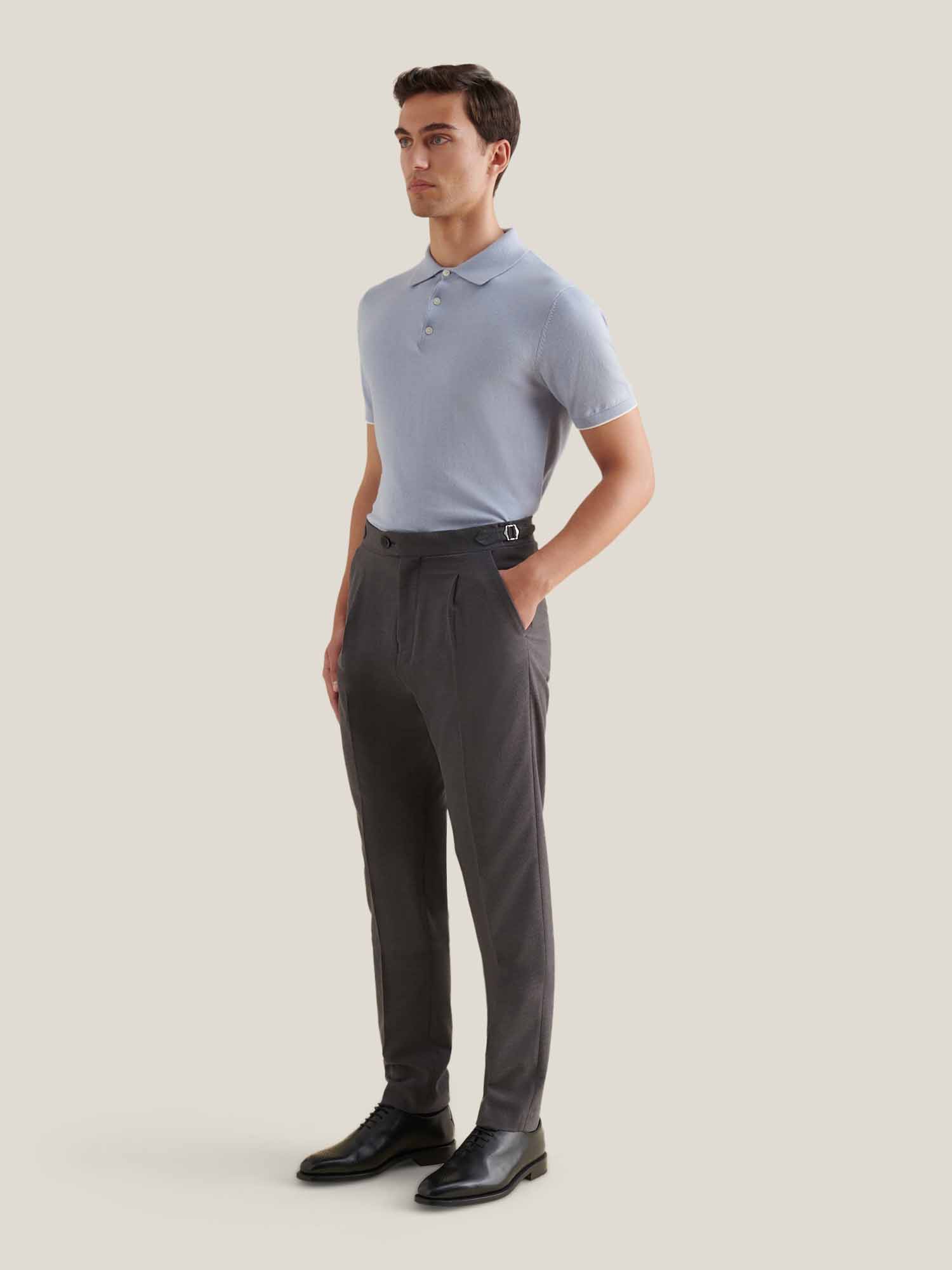 Jersey Knit Polo Shirt in Blue Blizzard