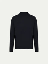 Jersey Knit Long Sleeve Polo Shirt in Black