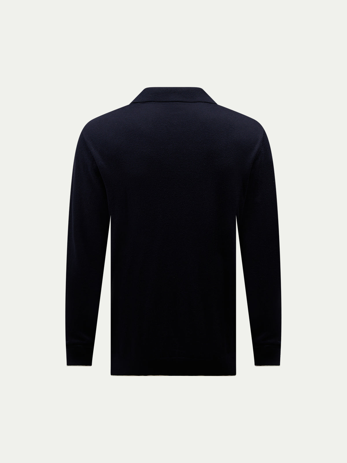 Jersey Knit Long Sleeve Polo Shirt in Dark Sapphire Navy