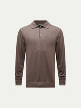 Jersey Knit Long Sleeve Polo Shirt in Iron