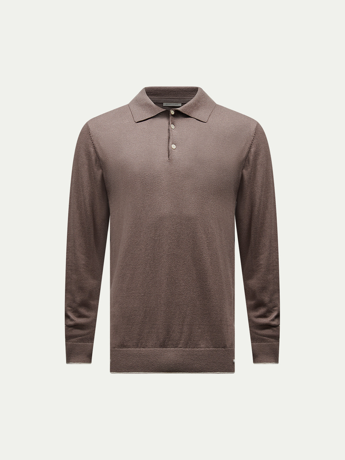 Jersey Knit Long Sleeve Polo Shirt in Iron