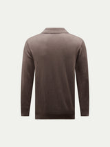 Jersey Knit Long Sleeve Polo Shirt in Iron