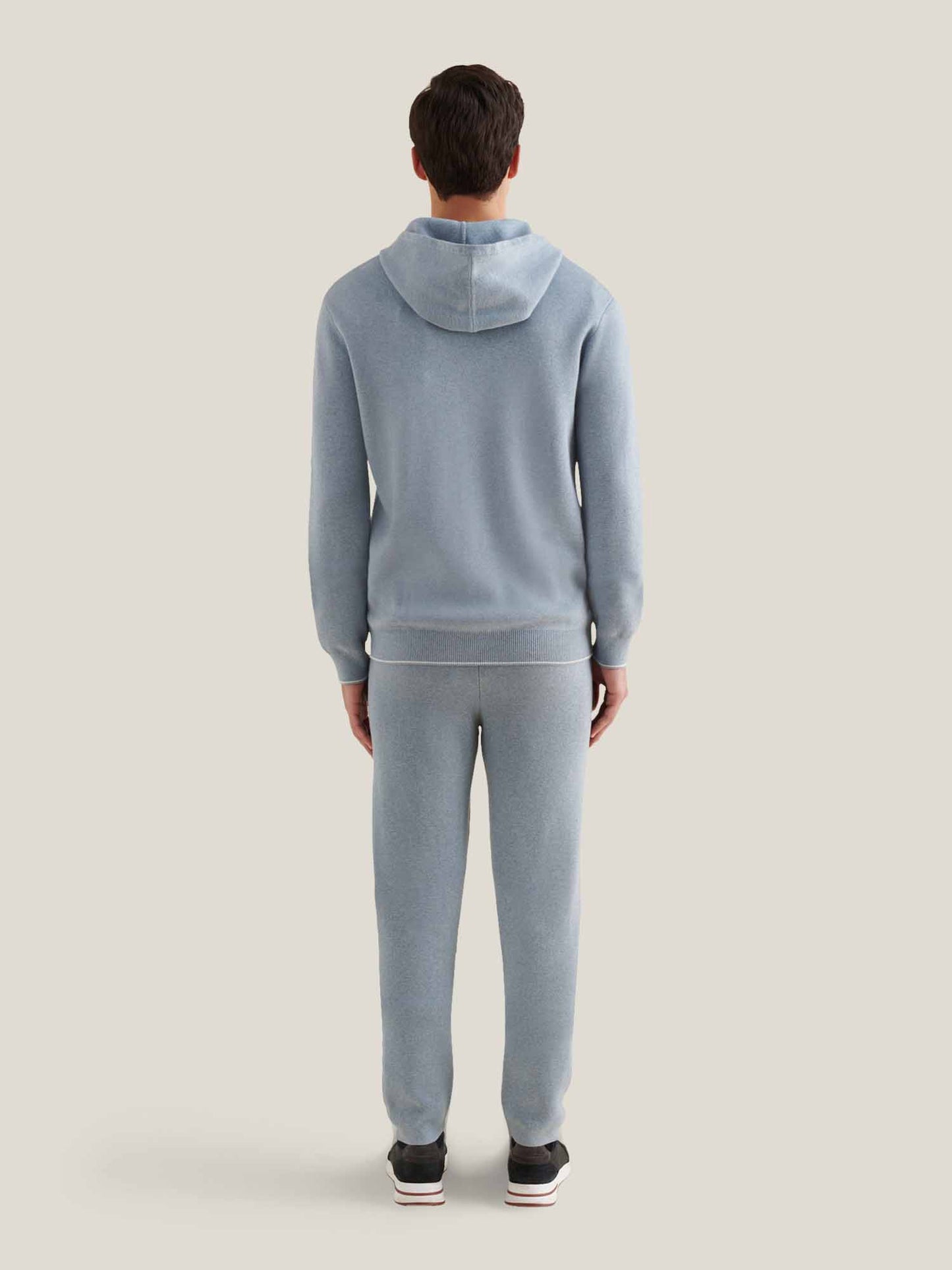 Milano Knit Zip Hoodie in Blue Blizzard