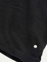 Slub Jersey Long Sleeve Polo Shirt in Black