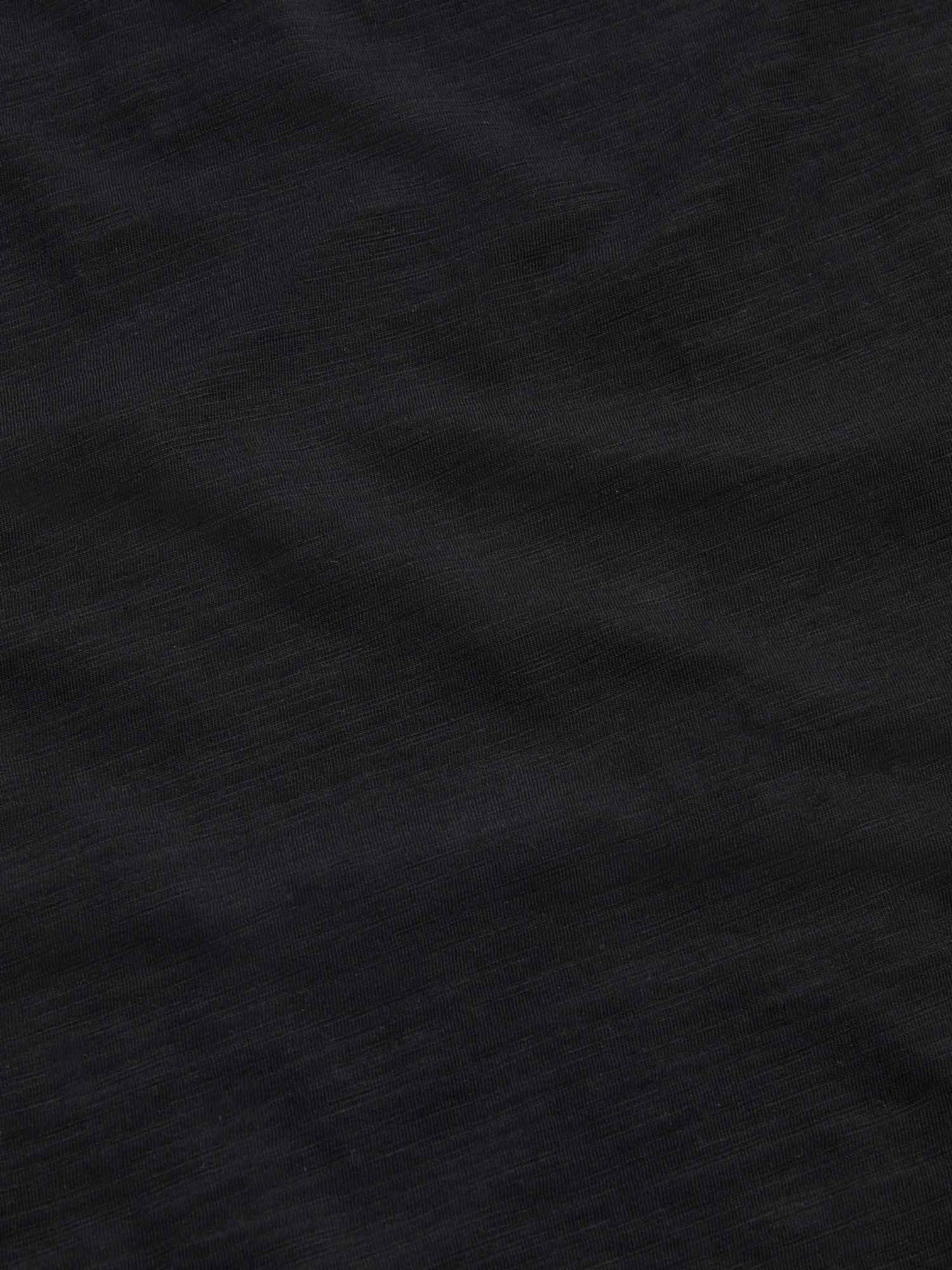 Slub Jersey Long Sleeve Polo Shirt in Black