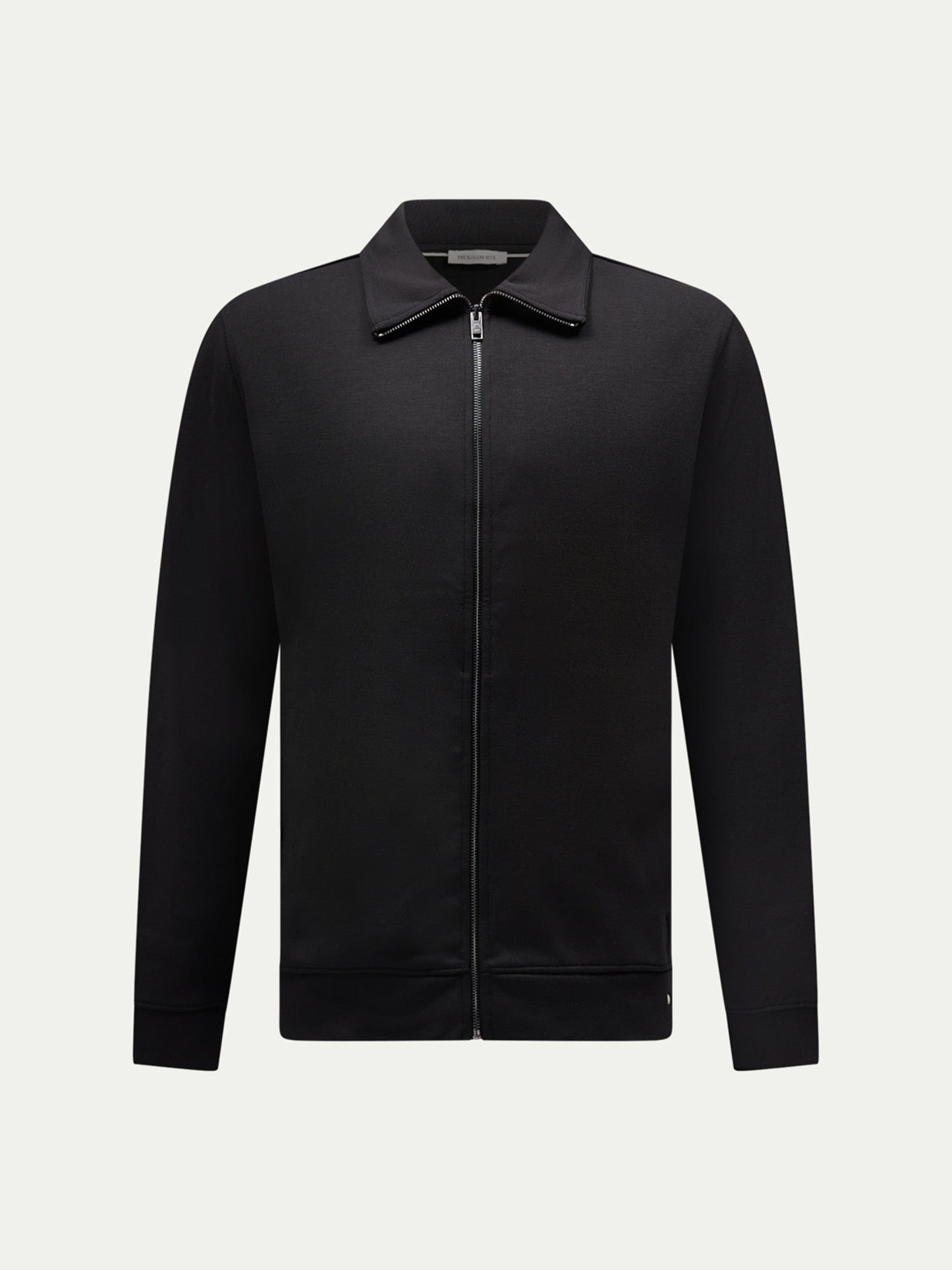 Jersey Interlock Zip Funnel Sweat in Black