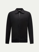 Jersey Interlock Zip Funnel Sweat in Black