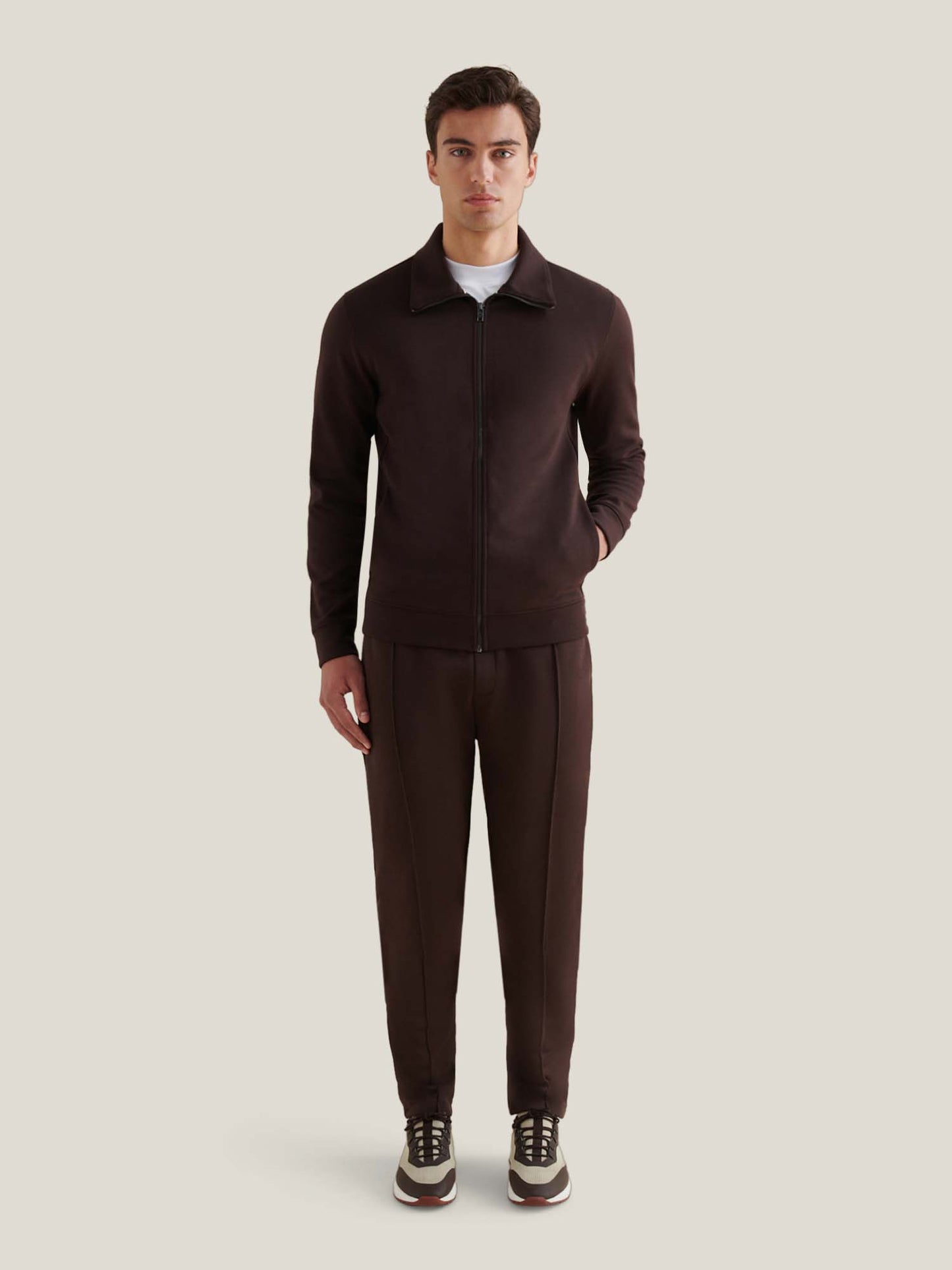 Jersey Interlock Zip Funnel Sweat in Java
