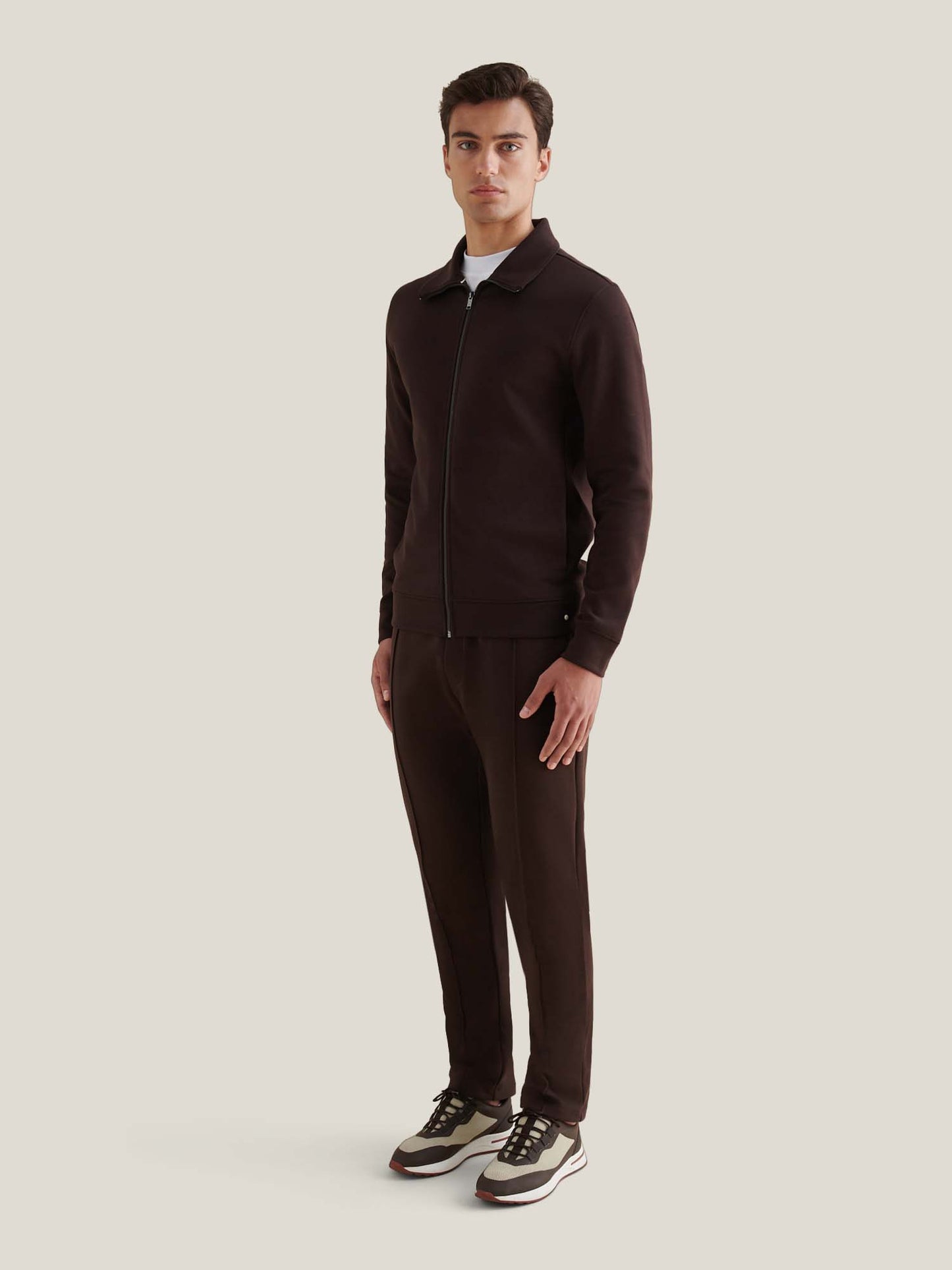 Jersey Interlock Zip Funnel Sweat in Java