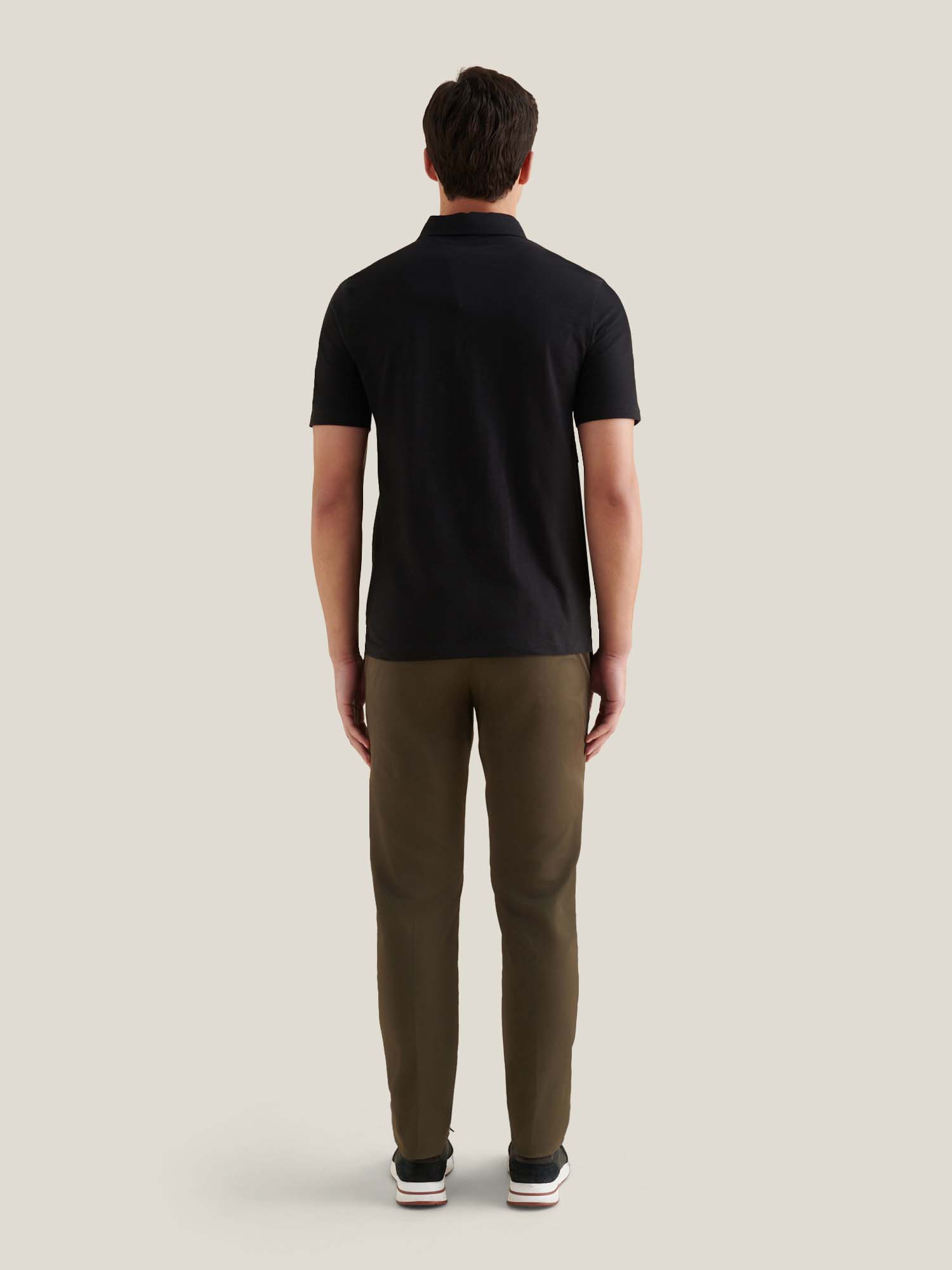 Slub Jersey Polo Shirt in Black