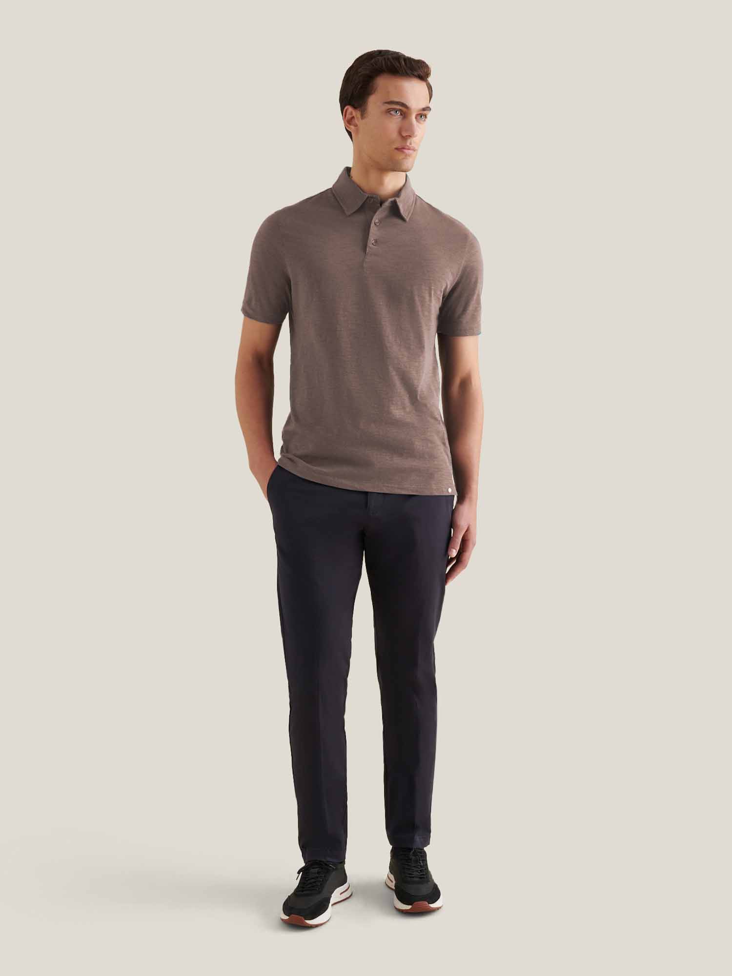 Slub Jersey Polo Shirt in Iron