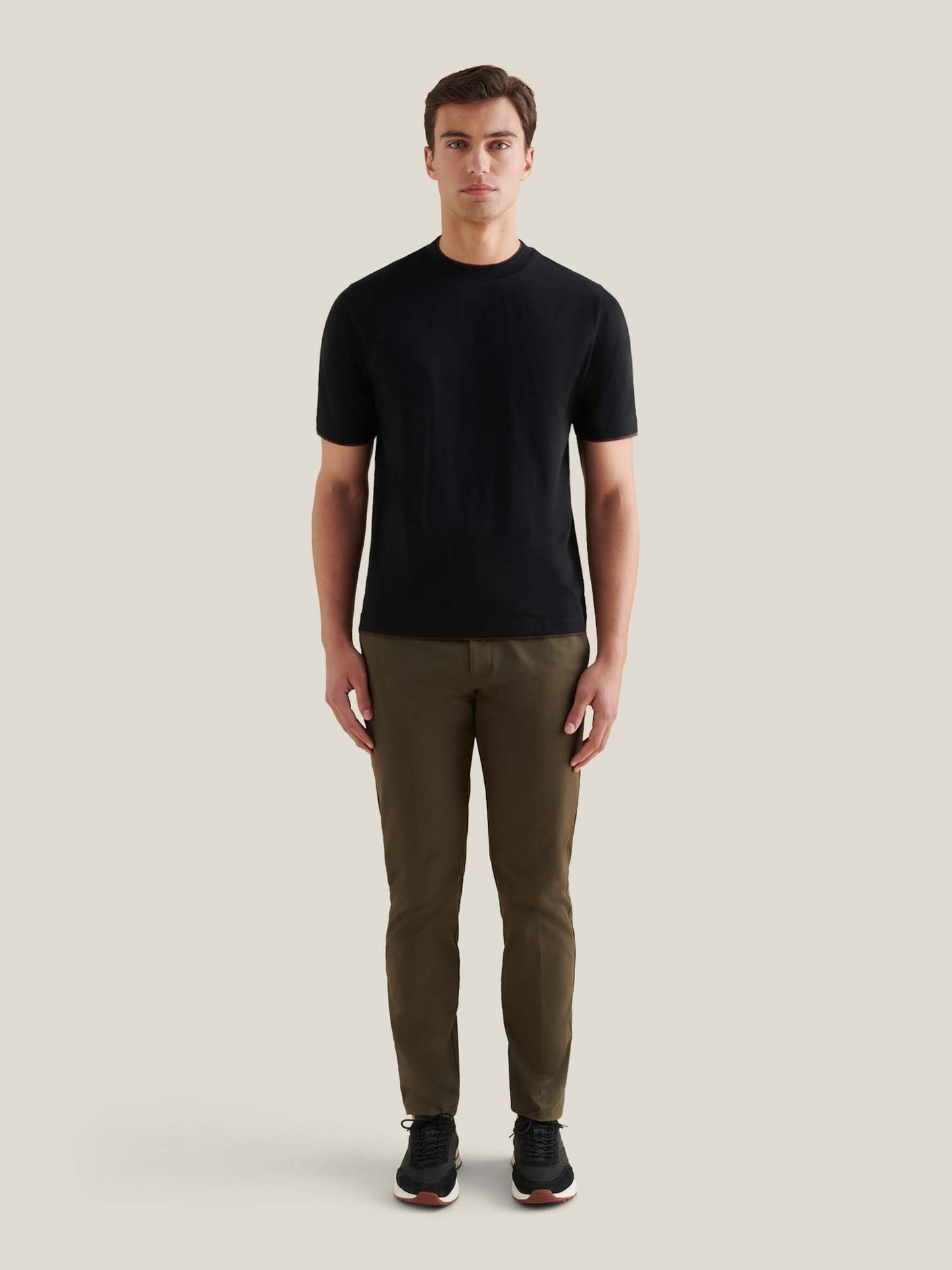 Double Layer Mercerised Cotton T-Shirt Black