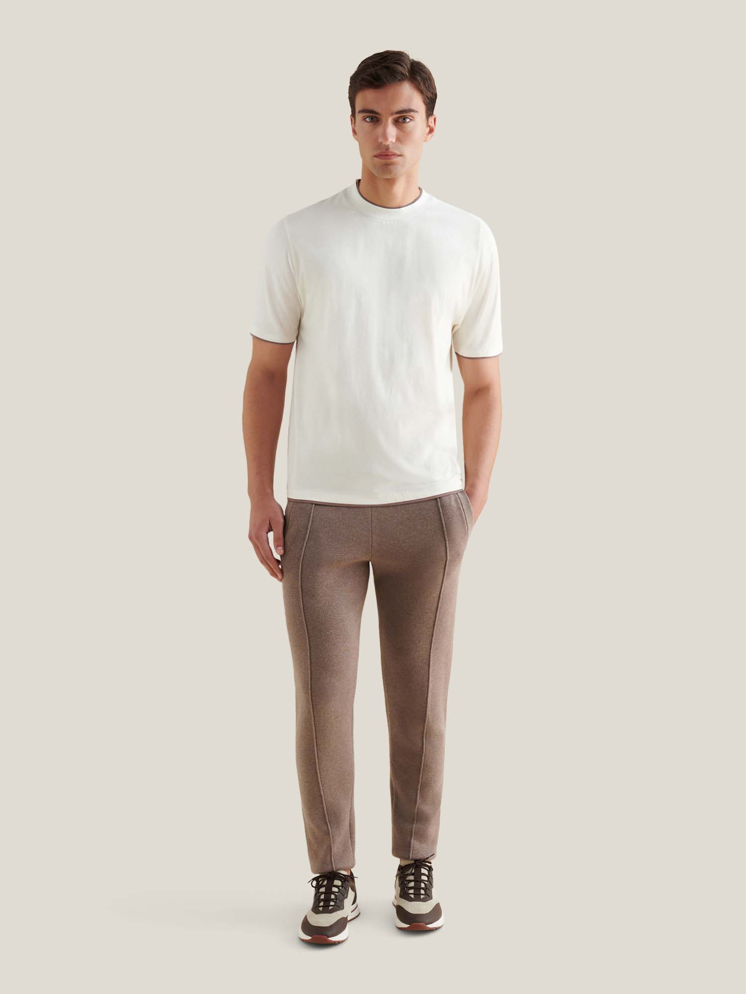 Double Layer Mercerised Cotton T-Shirt Egret