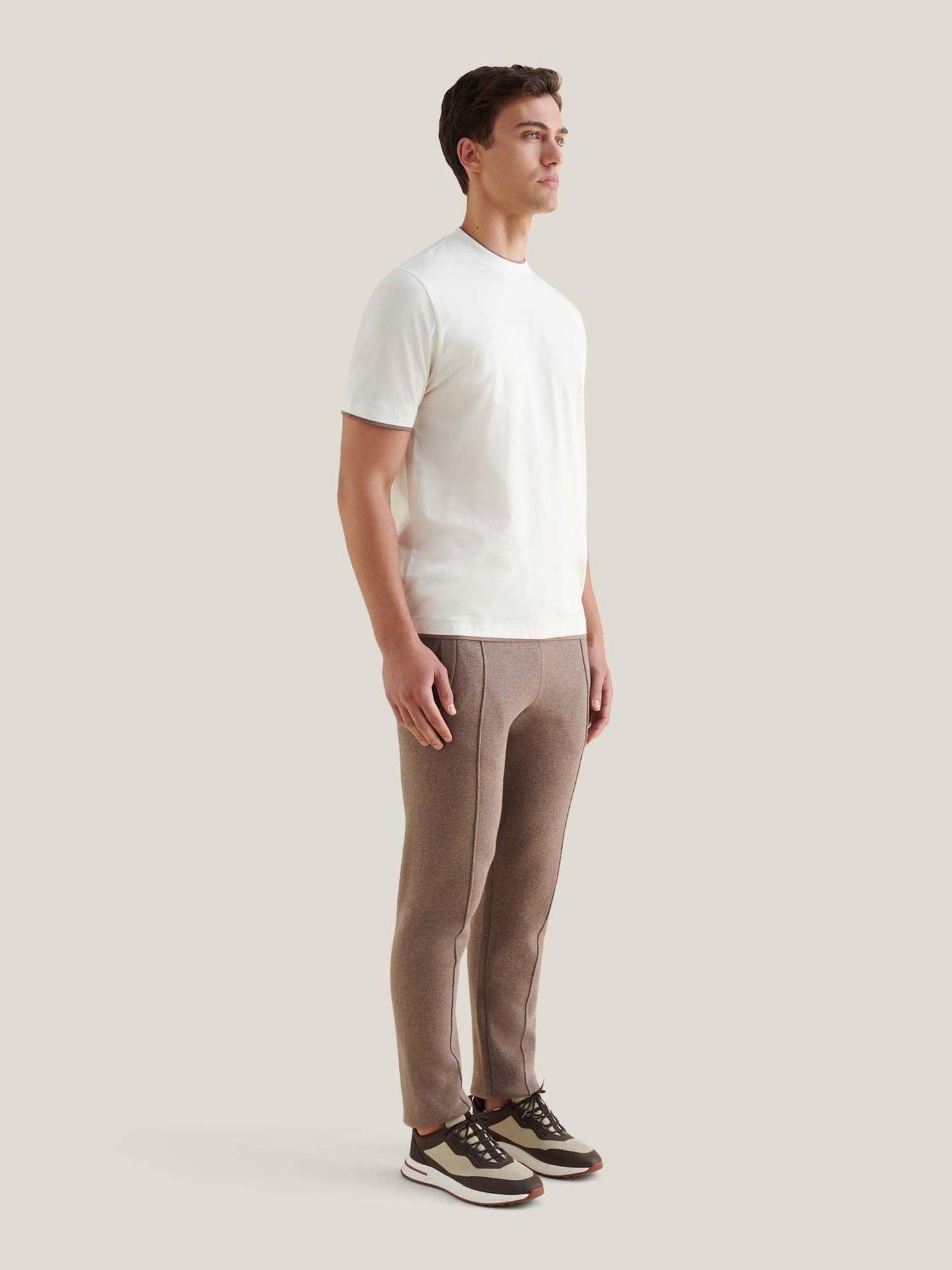 Double Layer Mercerised Cotton T-Shirt Egret