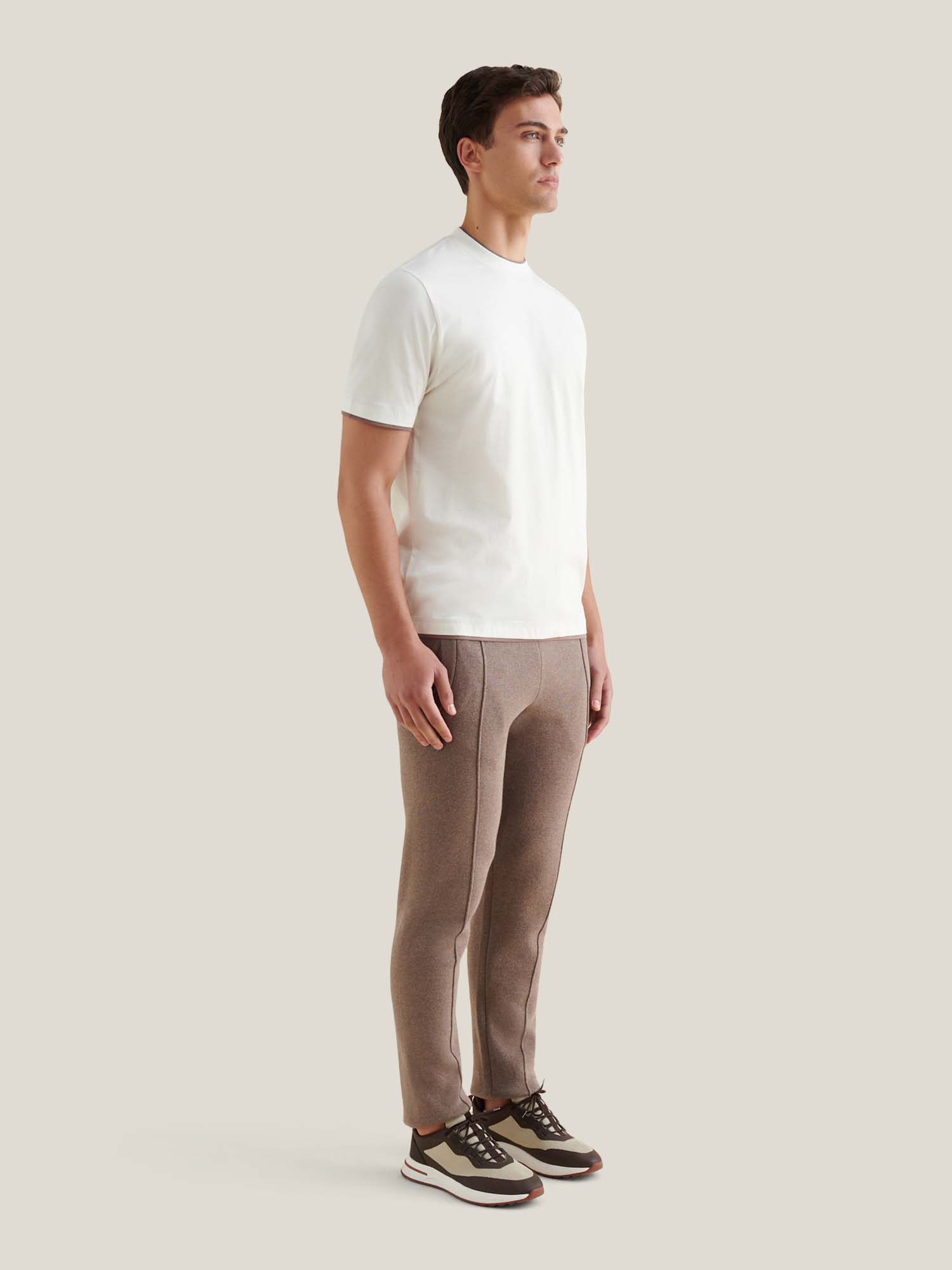 Double Layer Mercerised Cotton T-Shirt Egret