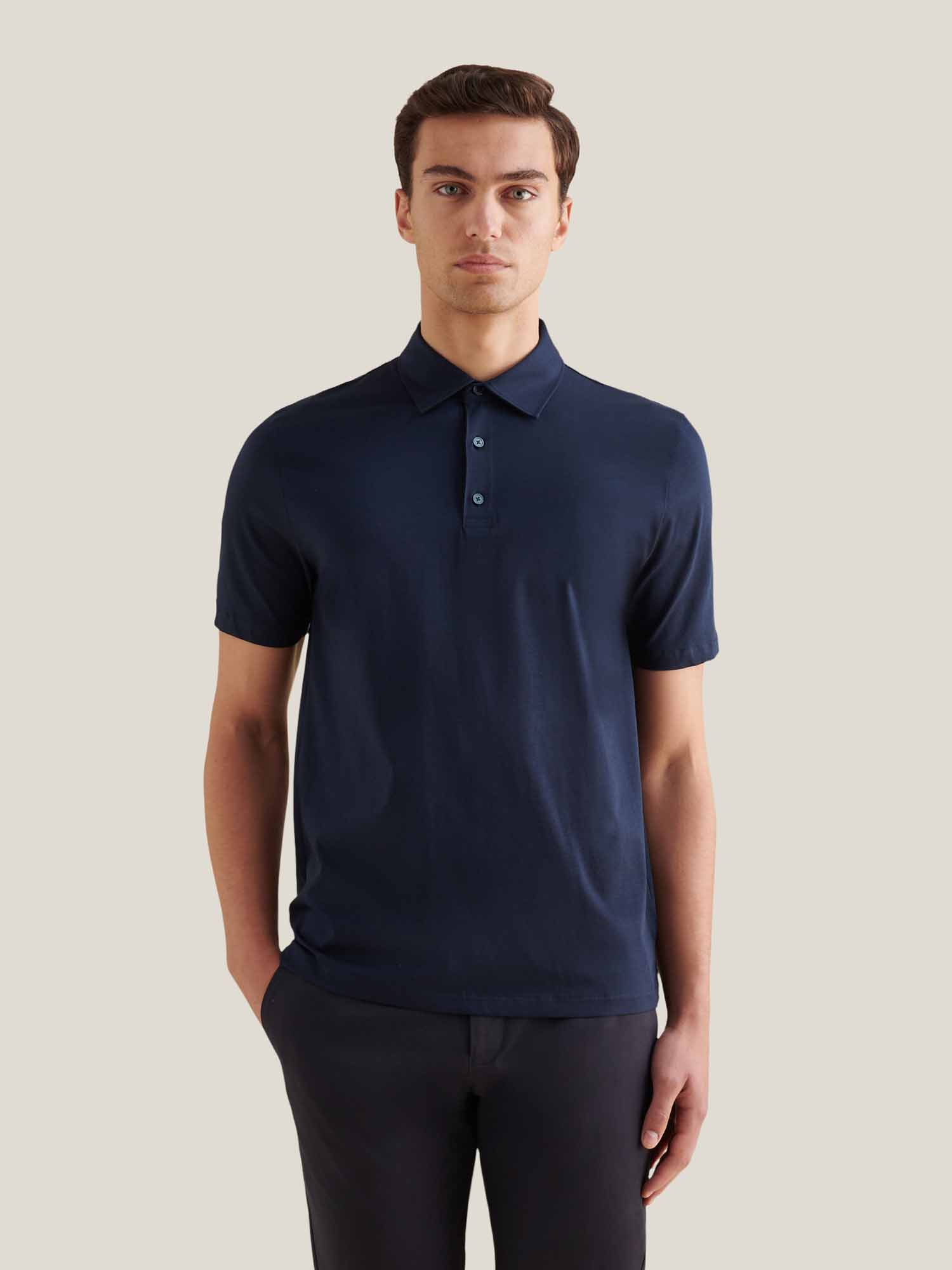 Mercerised Cotton Polo Shirt Dark Sapphire Navy