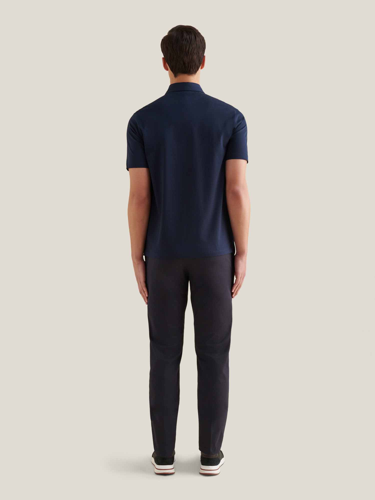 Mercerised Cotton Polo Shirt Dark Sapphire Navy