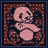 VASSILISA Scarf in Burgundy Colour: Panda and Emoji Print