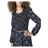 Original 1970's Vintage Black Maxi Dress With Floral Print UK 10 - 12
