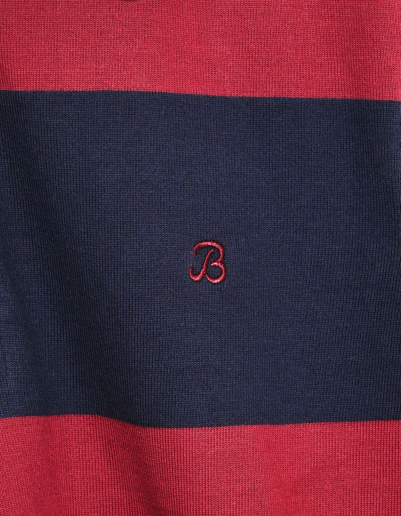 Maroon and Navy Striped Relaxed Fit Rugby Shirt
