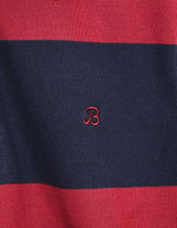 Maroon and Navy Striped Relaxed Fit Rugby Shirt