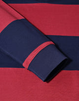 Maroon and Navy Striped Relaxed Fit Rugby Shirt