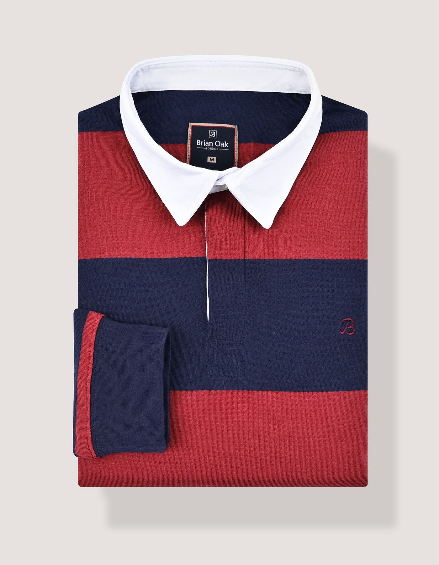 Maroon and Navy Striped Relaxed Fit Rugby Shirt