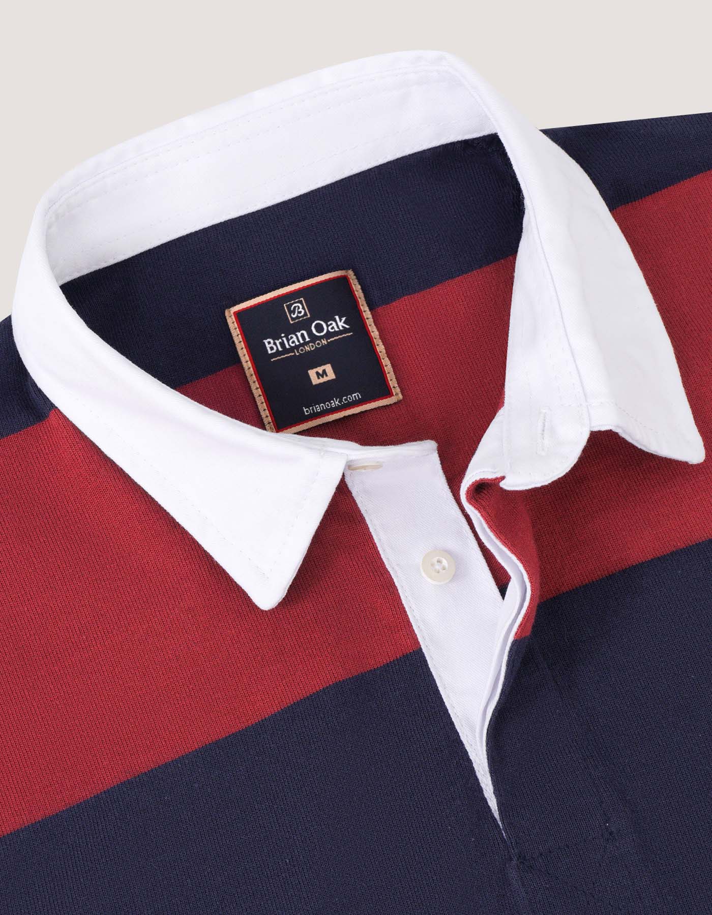 Maroon and Navy Striped Relaxed Fit Rugby Shirt