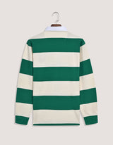 Off White & Green Relaxed Fit Striped Rugby Shirt