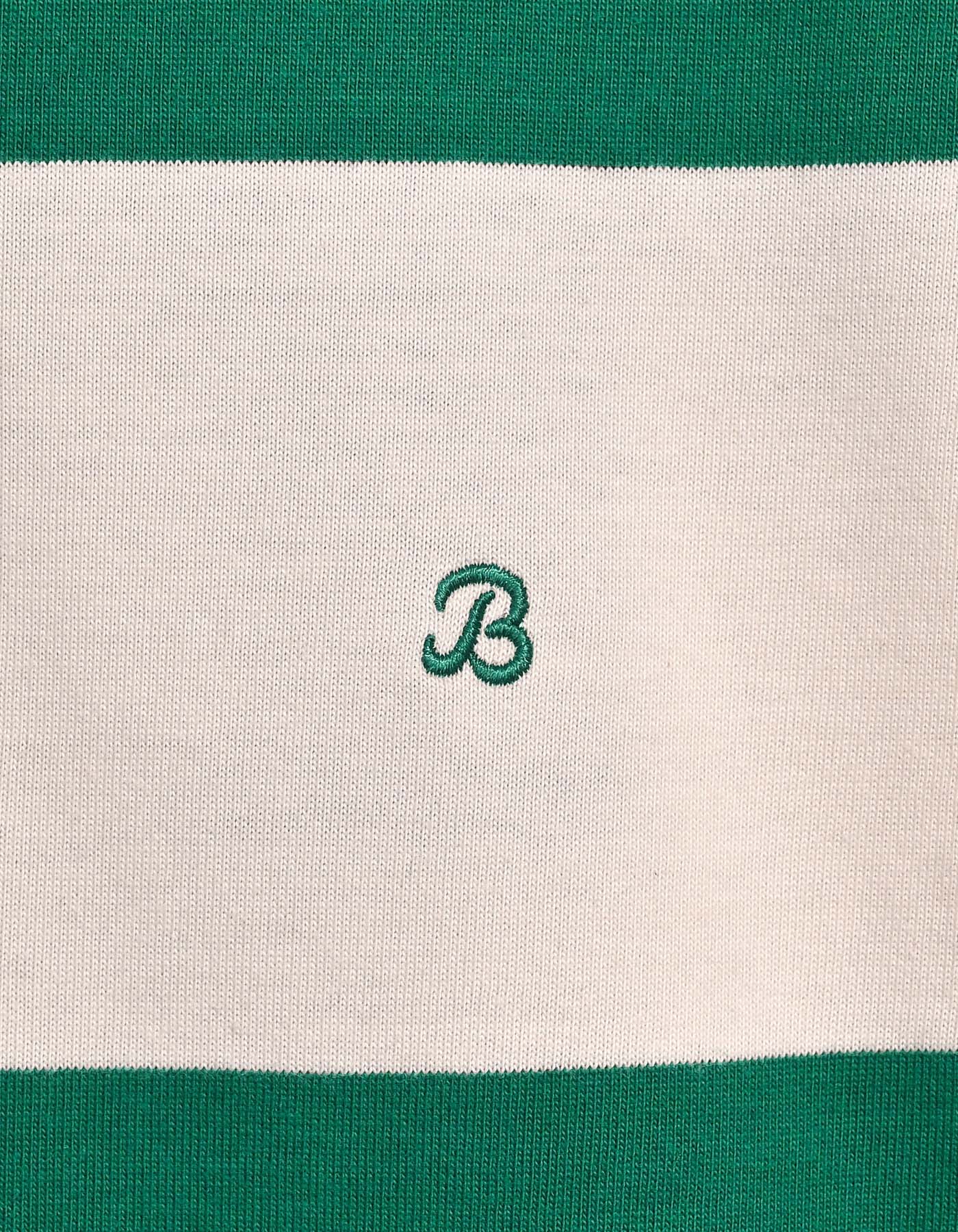 Off White & Green Relaxed Fit Striped Rugby Shirt