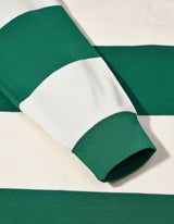 Off White & Green Relaxed Fit Striped Rugby Shirt