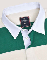 Off White & Green Relaxed Fit Striped Rugby Shirt