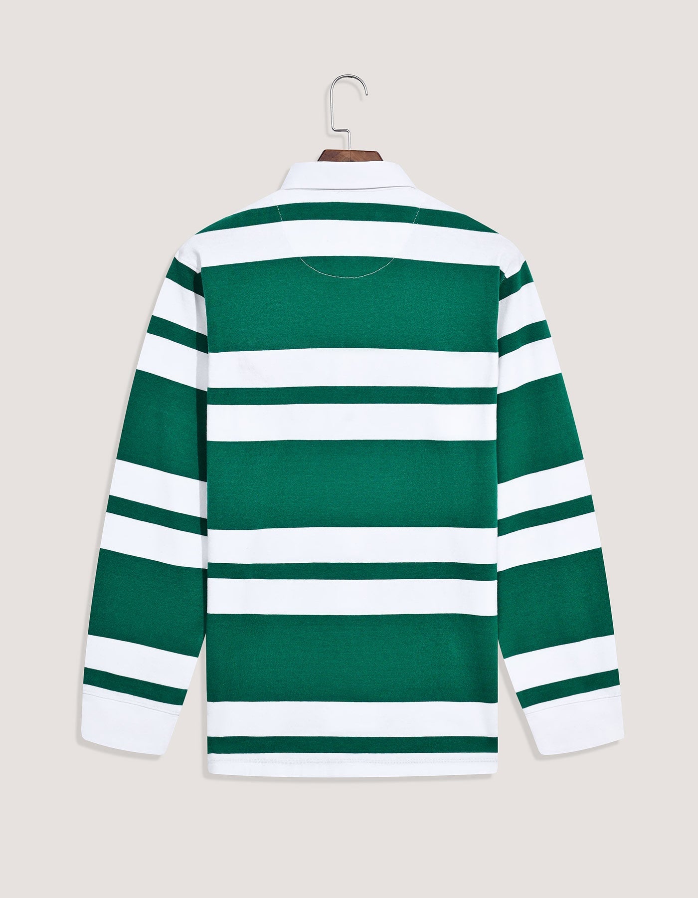 British Green & White Relaxed Fit Striped Rugby Shirt