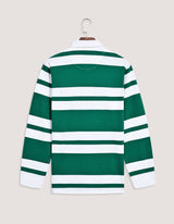 British Green & White Relaxed Fit Striped Rugby Shirt