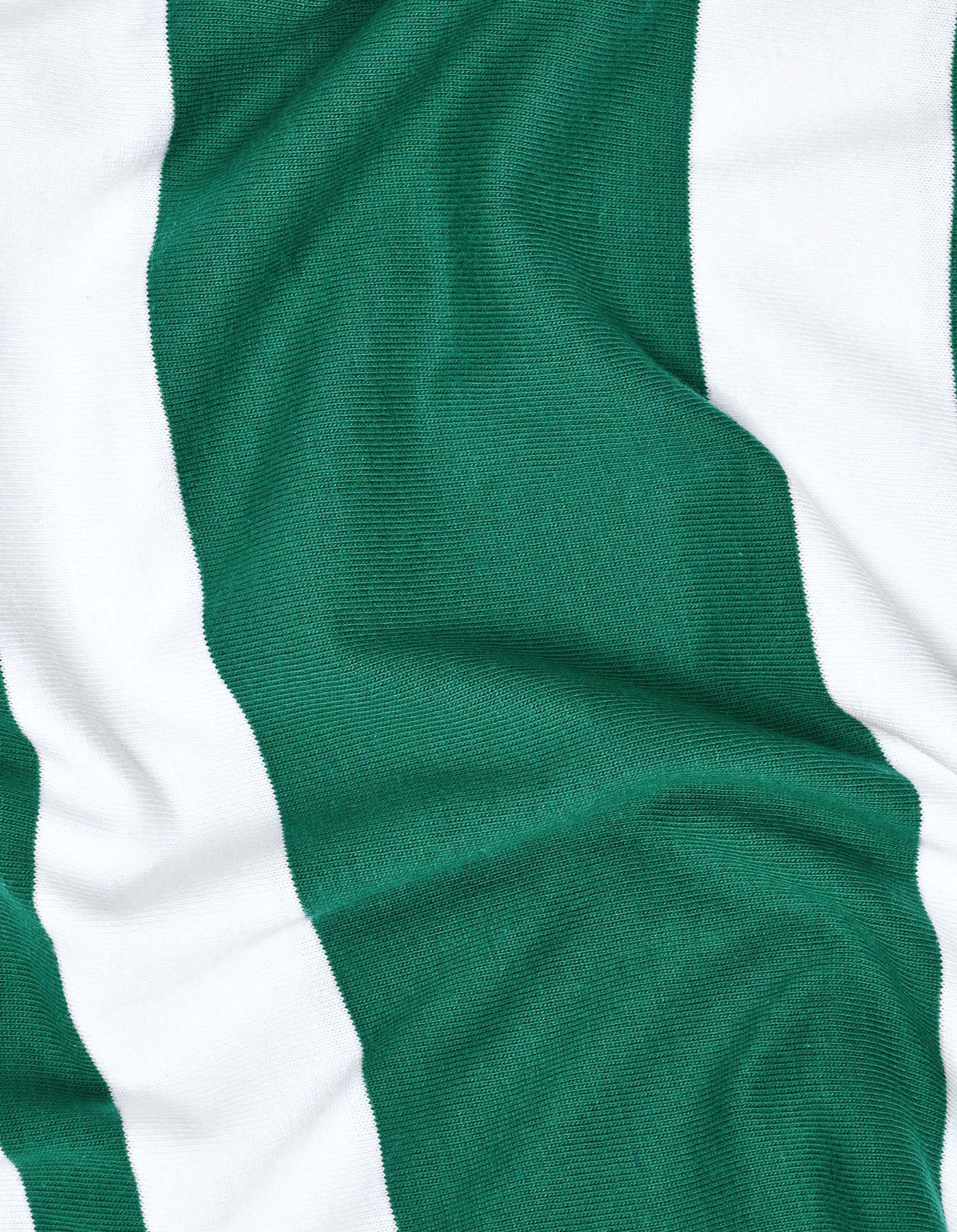 British Green & White Relaxed Fit Striped Rugby Shirt