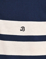 Navy Relaxed Fit Rugby Shirt with Cream Stripes