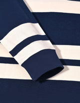 Navy Relaxed Fit Rugby Shirt with Cream Stripes