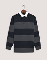 Black Striped Oversized Rugby Shirt