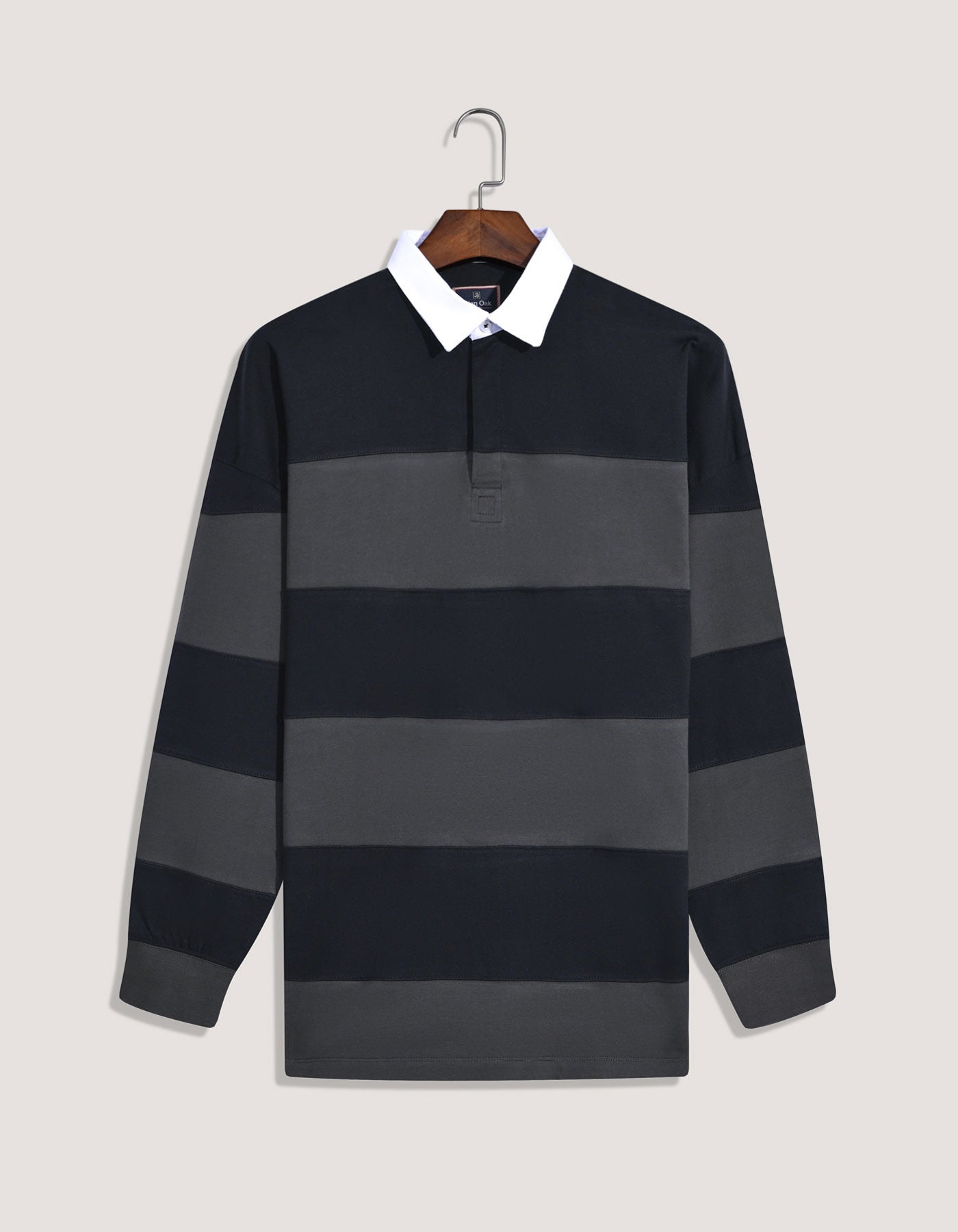 Black Striped Oversized Rugby Shirt